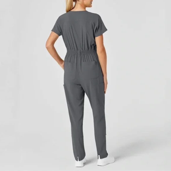 Wonderwink renew gray hospital utility Jumpsuit with Drawstring Waist M - Picture 2 of 16
